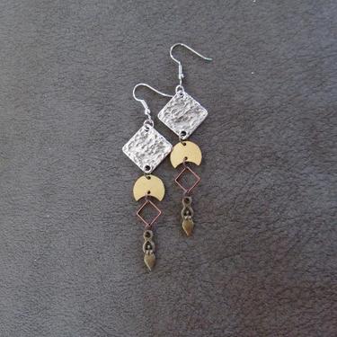 Goddess earrings, gypsy mixed media earrings, ethnic bohemian earrings, boho chic dangle earrings, statement unique earrings, celestial 