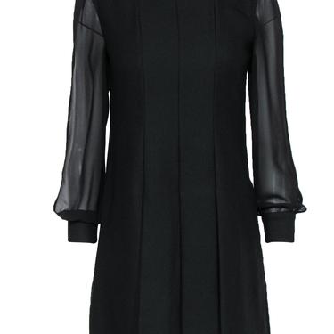 Cynthia Steffe - Black Mesh Sleeved Mini Dress w/ Pleats Sz 2