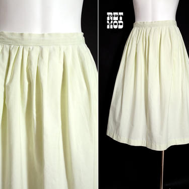 Pretty Vintage 50s 60s Very Light Green Mid-Length Cotton Skirt 
