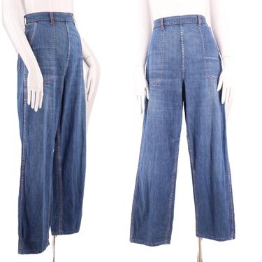 1950s side zip jeans 30&amp;quot; / vintage 50s rancher western cowgirl high waisted  jeans denim 10 