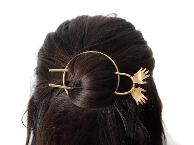 Hair Ware Jazz Hands With Red Nails Bun Holder Sculptural