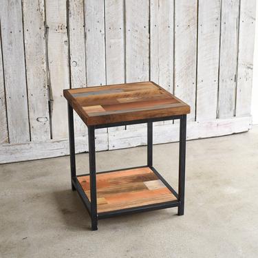 Rustic Accent Table / Reclaimed Wood End Table / Lower Shelf 