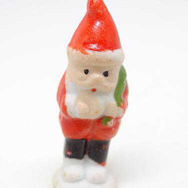 Antique 1940's Japan Miniature Hand Painted Ceramic Bisque Santa Claus, Vintage Christmas 