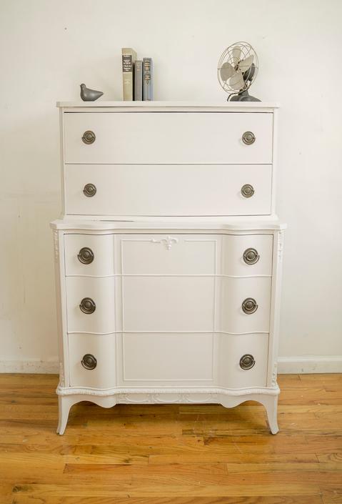 Antique Highboy Dresser Grey Beige Neutral Dresser Chest Of