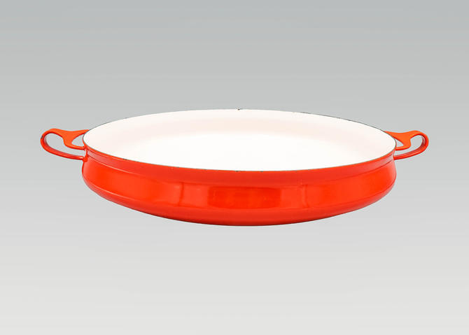 Vintage Dansk Kobenstyle Red Enamel Skillet Pan and Lid Designed