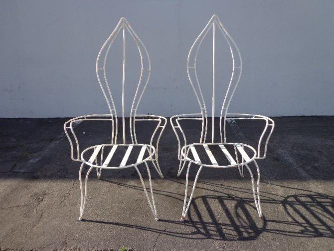 Mid Century Modern Furniture Chairs Pair Patio Metal Chair