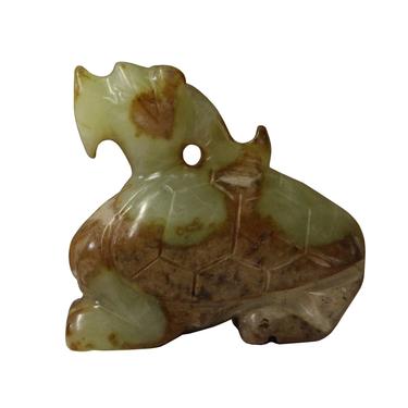 Chinese Jade Color Stone Fortune Gather Dragon Turtle Fengshui Figure ws258E 