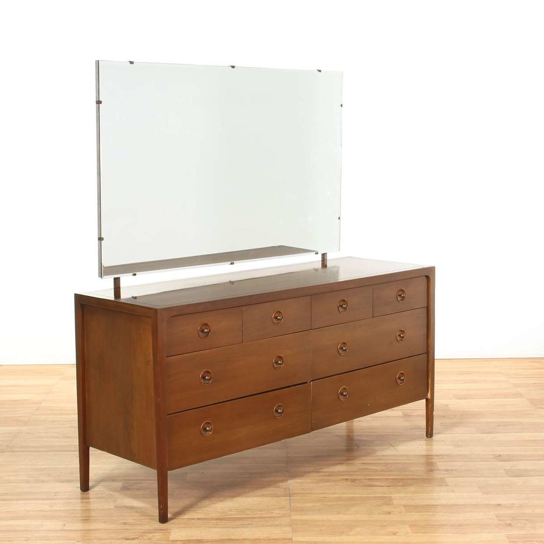 "Drexel" Mid Century Modern 6 Drawer Dresser W/ Mirror | Loveseat (Los ...