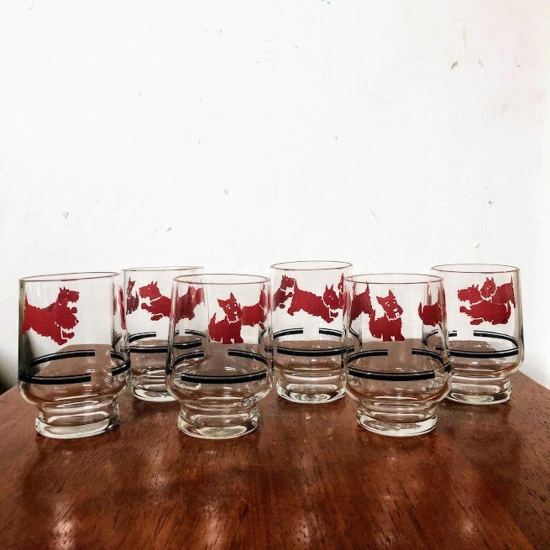 Vintage Federal Glass Mid Century Modern Swanky Swig Scottie Dog 3 ...