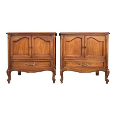 John Stuart French Country Basque Walnut Nightstands - a Pair 