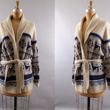 70s Wrap Sweater Cardigan Aztec Medium 