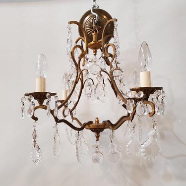 Petite Four Light Crystal and Brass Maria Theresa Chandelier