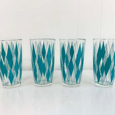 Vintage Aqua Diamond Glasses Hazel Atlas Set of | Check Engine Vintage -  Washington, DC | ATTIC