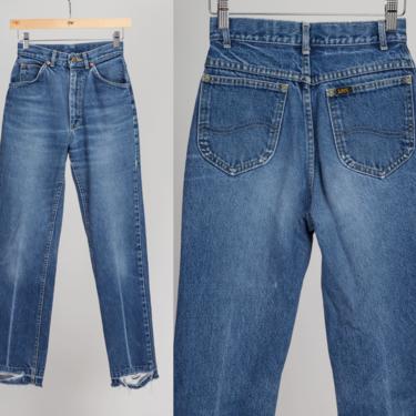 Vintage Lee Riders Jeans - XXS | 80s 90s High Waisted Medium Wash Grunge Denim Tapered Mom Pants 