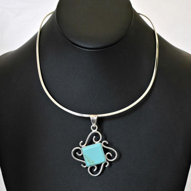 Minimalist 90's sterling torque necklace, thin flexible Mexico 925
