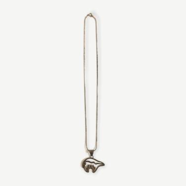 Vintage NAVAJO Sterling Silver Hollow Spirit Bear Pendant &amp; Necklace 