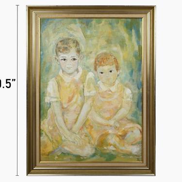 1960 Anne Schrader Higgins Impressionist Oil Painting Boys Painting Vintage Art Impressionism 