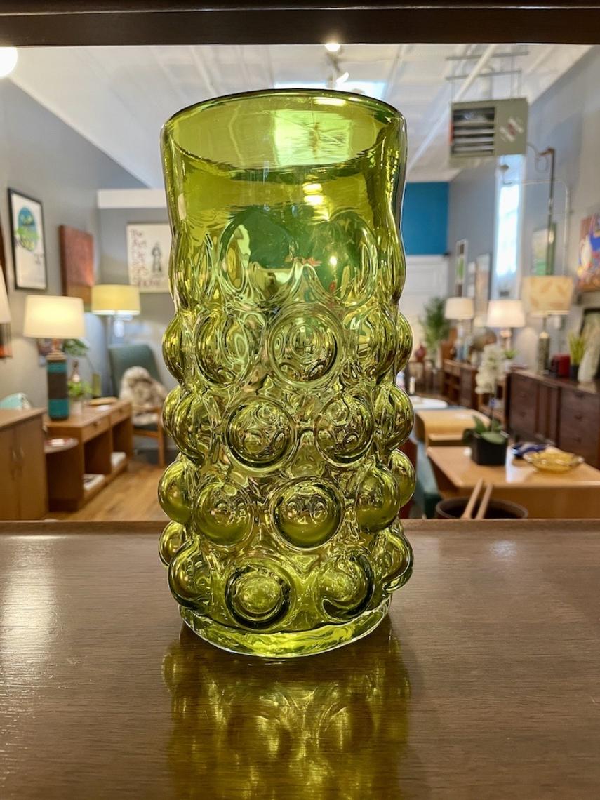 Vintage Large Blenko Green Bubble Vase Circa Pittsfield, MA