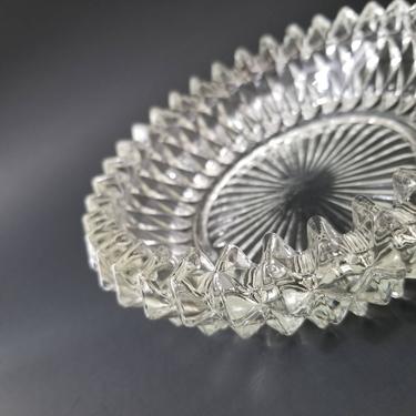 Vintage Cut Glass Ashtray / Clear Sawtooth Glass Ashtray / Princess House Ashtray / Retro 1970s Ashtray / Mid Century Home Decor Tobacciana 