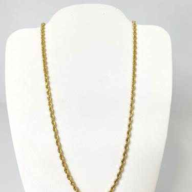 14k Yellow Gold Rope Chain Necklace 16&amp;quot; 10.3g Locking Barrel Clasp 2.5mm Width 