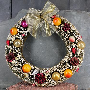 Vintage Christmas Wreath - Distinctive Indoor Holiday Wreath - Vintage Ornaments, Pine Cones &amp; Fruit Bottle Brush Wreath  | FREE SHIPPING 