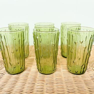 Set of Six Green Faux Bamboo Glasses