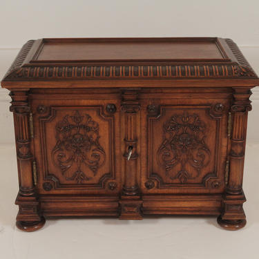 Carved Walnut Two Door Diminutive Chest