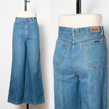 1970s jeans, wide leg, vintage bellbottoms, flap front pockets