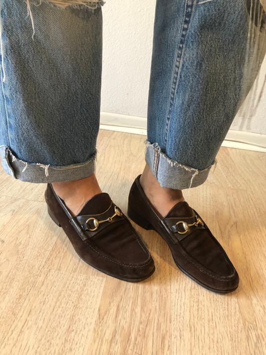 Horsebit Suede Loafers in Brown - Gucci