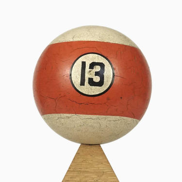 Number 13 Pool Ball Clay Striped Billiard Ball Size 2.25&amp;quot; Thirteen XIII Orange Stripe 