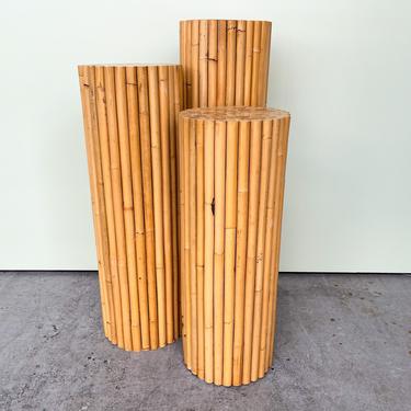 Set of Three Bamboo Pedestals