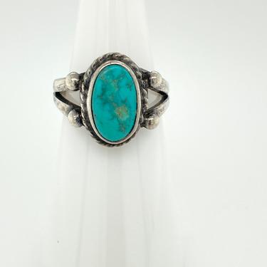 Vintage Artisan Sterling Silver Turquoise Ring Sz 5.5 Rope Setting Southwestern 