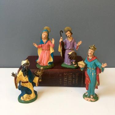 Fontanini Depose spider mark halo nativity - 4 figures in 5&amp;quot; scale - 1960s vintage 