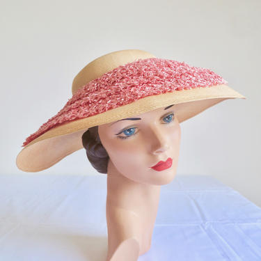 Vintage 80s Miss Bierner Hot Pink Straw Wide | The Vault  display picture 1