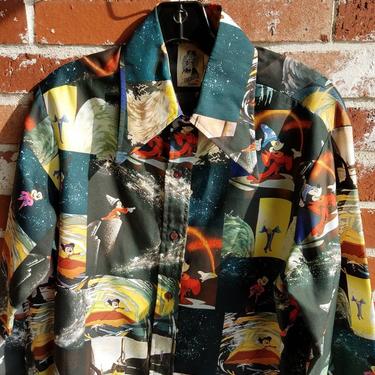 Mens Vintage Kennington shops California Mickey Mouse Sorcerer Button Down Shirt Sz L