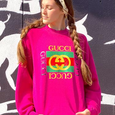 Hot Pink Bootleg Gucci Sweatshirt Feathers Boutique Bouldin Creek Austin TX