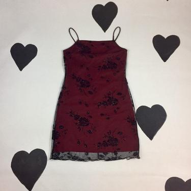 90s Black and Red Mesh Overlay Slip Dress / | Bad at Petting Cats -  Chicago, IL | ATTIC