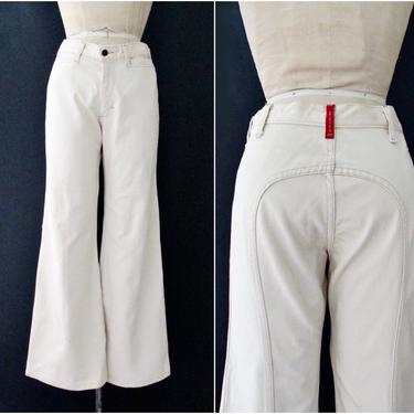 Mens 70's White Bell Bottom Pants