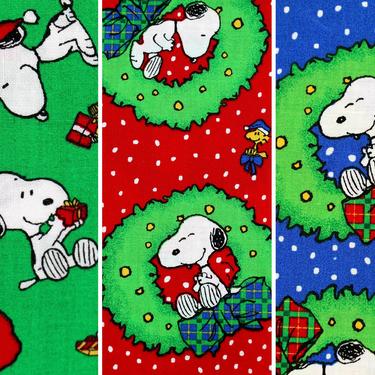 SNOOPY CHRISTMAS! 3 Yards of Snoopy Christmas Cotton Fabric by Concord Fabrics, 2001 - Christmas Sewing &amp; Crafting | Free Shipping 