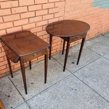 Mahogany Single Drawer Drop Leaf Occasional Tables, 