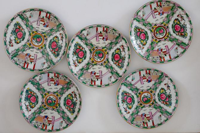 Set Of 5 Rose Medallion Decorative Wall Plates By