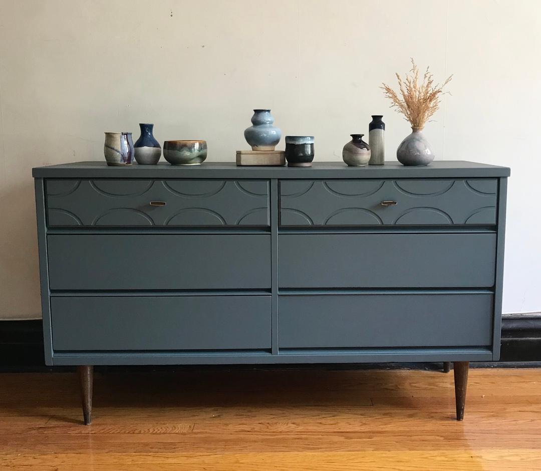 Sage Green Mid Century Modern Bassett Dresser//Refinished MCM Media ...