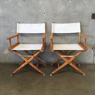 Vintage Pair of Wood/Canvas Directors Chairs