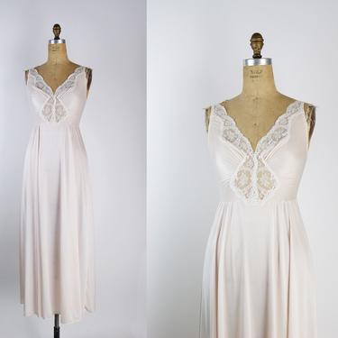 Vintage Olga Bodysilk maxi slip dress with lace