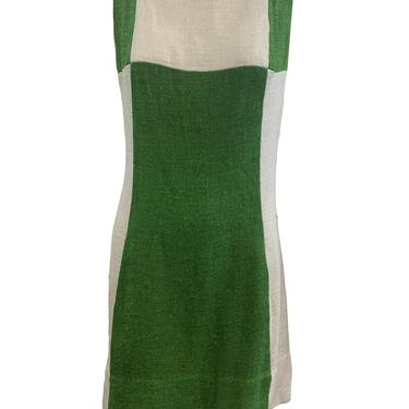 60s Color block Green and White Mod Mini Dress