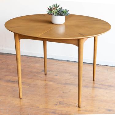Vintage MCM Mid Century Round Dining Table with 4 Leaves 