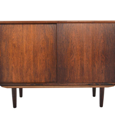 Danish Mid Century Modern Rosewood Sliding Door Credenza by Knud Nielsen 