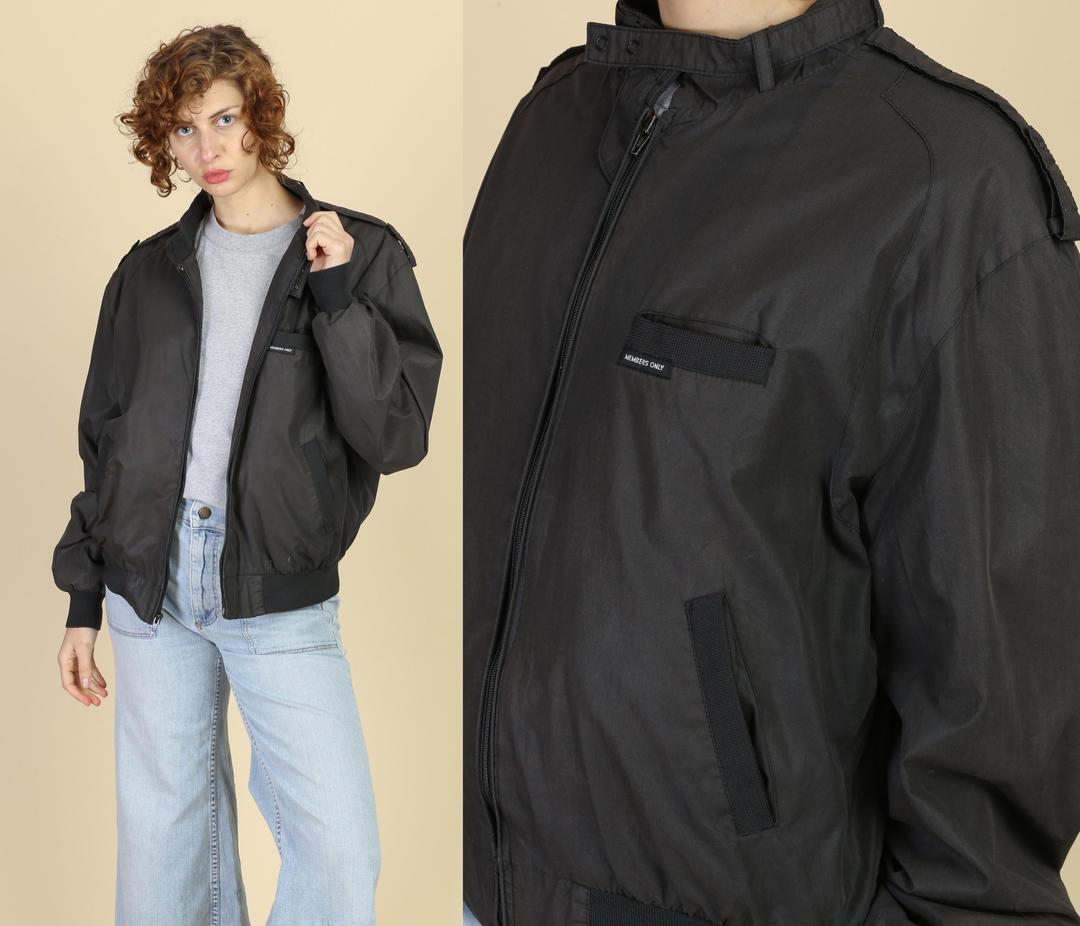 Vintage Faded Black Members Only Jacket - Men's Large, 44