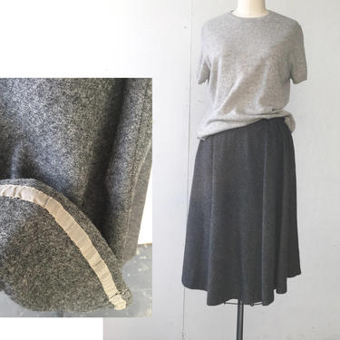 Dark grey wool skirt, half Circle Skirt, A-line Skirt, Charcoal grey skirt, skirt with pocket, Below knee skirt, Vintage skirt, winter skirt 