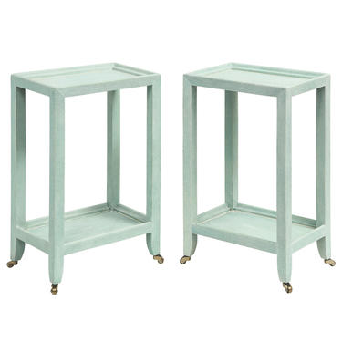 Karl Springer Pair of "Telephone Style Tables" in Mint Shagreen 2002 (Signed)